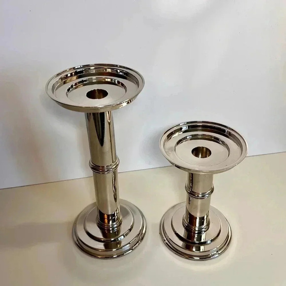 Vintage Silver plated Candle Holders Set of 2 tall and short - Picture 2 of 10